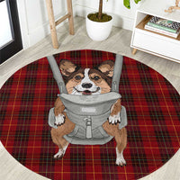 Front Carrier Dog Pembroke Welsh Corgi Christmas Round Carpet Xmas Holiday Patterns - Wonder Print Shop