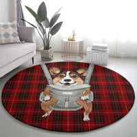 Front Carrier Dog Pembroke Welsh Corgi Christmas Round Carpet Xmas Holiday Patterns - Wonder Print Shop