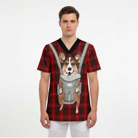 Front Carrier Dog Pembroke Welsh Corgi Christmas Scrub Top Xmas Holiday Patterns - Wonder Print Shop