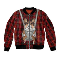 Front Carrier Dog Pembroke Welsh Corgi Christmas Sleeve Zip Bomber Jacket Xmas Holiday Patterns - Wonder Print Shop