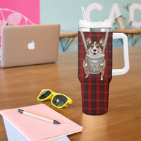 Front Carrier Dog Pembroke Welsh Corgi Christmas Tumbler With Handle Xmas Holiday Patterns - Wonder Print Shop