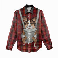 Front Carrier Dog Pembroke Welsh Corgi Christmas Women Casual Shirt Xmas Holiday Patterns - Wonder Print Shop