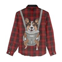 Front Carrier Dog Pembroke Welsh Corgi Christmas Women Casual Shirt Xmas Holiday Patterns - Wonder Print Shop