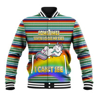 Funny Unicorn Sometimes When I Close My Eyes Christmas Baseball Jacket Xmas Holiday Patterns - Wonder Print Shop