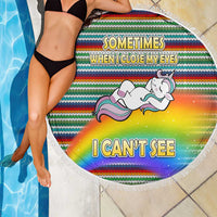 Funny Unicorn Sometimes When I Close My Eyes Christmas Beach Blanket Xmas Holiday Patterns - Wonder Print Shop