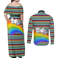 Funny Unicorn Sometimes When I Close My Eyes Christmas Couples Matching Off Shoulder Maxi Dress and Long Sleeve Button Shirt Xmas Holiday Patterns - Wonder Print Shop