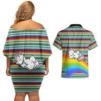 Funny Unicorn Sometimes When I Close My Eyes Christmas Couples Matching Off Shoulder Short Dress and Hawaiian Shirt Xmas Holiday Patterns - Wonder Print Shop