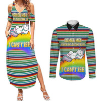 Funny Unicorn Sometimes When I Close My Eyes Christmas Couples Matching Summer Maxi Dress and Long Sleeve Button Shirt Xmas Holiday Patterns - Wonder Print Shop
