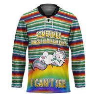 Funny Unicorn Sometimes When I Close My Eyes Christmas Hockey Jersey Xmas Holiday Patterns - Wonder Print Shop