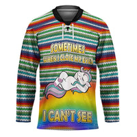 Funny Unicorn Sometimes When I Close My Eyes Christmas Hockey Jersey Xmas Holiday Patterns - Wonder Print Shop