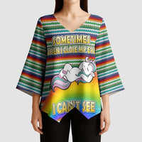 Funny Unicorn Sometimes When I Close My Eyes Christmas Kimono Sleeve Blouse Xmas Holiday Patterns - Wonder Print Shop