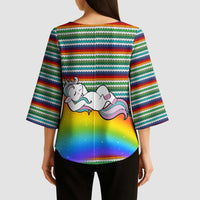 Funny Unicorn Sometimes When I Close My Eyes Christmas Kimono Sleeve Blouse Xmas Holiday Patterns - Wonder Print Shop
