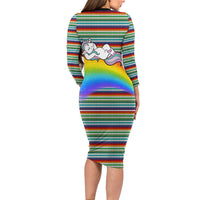 Funny Unicorn Sometimes When I Close My Eyes Christmas Long Sleeve Bodycon Dress Xmas Holiday Patterns - Wonder Print Shop