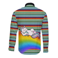 Funny Unicorn Sometimes When I Close My Eyes Christmas Long Sleeve Button Shirt Xmas Holiday Patterns - Wonder Print Shop