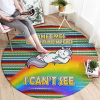 Funny Unicorn Sometimes When I Close My Eyes Christmas Round Carpet Xmas Holiday Patterns - Wonder Print Shop