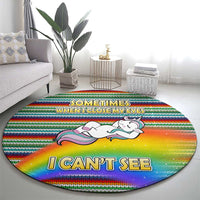 Funny Unicorn Sometimes When I Close My Eyes Christmas Round Carpet Xmas Holiday Patterns - Wonder Print Shop