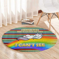 Funny Unicorn Sometimes When I Close My Eyes Christmas Round Carpet Xmas Holiday Patterns - Wonder Print Shop