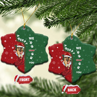 German Shepherd Merry Christmas Ceramic Ornament Xmas Holiday Patterns - Wonder Print Shop
