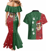 German Shepherd Merry Christmas Christmas Couples Matching Mermaid Dress and Hawaiian Shirt Xmas Holiday Patterns - Wonder Print Shop