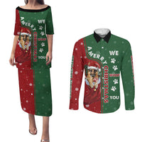 German Shepherd Merry Christmas Christmas Couples Matching Puletasi and Long Sleeve Button Shirt Xmas Holiday Patterns - Wonder Print Shop