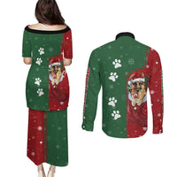 German Shepherd Merry Christmas Christmas Couples Matching Puletasi and Long Sleeve Button Shirt Xmas Holiday Patterns - Wonder Print Shop