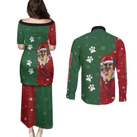 German Shepherd Merry Christmas Christmas Couples Matching Puletasi and Long Sleeve Button Shirt Xmas Holiday Patterns - Wonder Print Shop