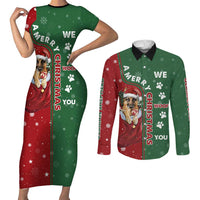 German Shepherd Merry Christmas Christmas Couples Matching Short Sleeve Bodycon Dress and Long Sleeve Button Shirt Xmas Holiday Patterns - Wonder Print Shop