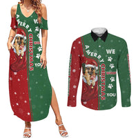 German Shepherd Merry Christmas Christmas Couples Matching Summer Maxi Dress and Long Sleeve Button Shirt Xmas Holiday Patterns - Wonder Print Shop