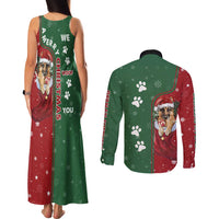 German Shepherd Merry Christmas Christmas Couples Matching Tank Maxi Dress and Long Sleeve Button Shirt Xmas Holiday Patterns - Wonder Print Shop
