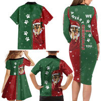 German Shepherd Merry Christmas Christmas Family Matching Long Sleeve Bodycon Dress and Hawaiian Shirt Xmas Holiday Patterns - Wonder Print Shop