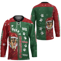German Shepherd Merry Christmas Christmas Hockey Jersey Xmas Holiday Patterns - Wonder Print Shop