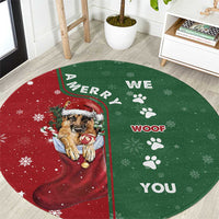 German Shepherd Merry Christmas Christmas Round Carpet Xmas Holiday Patterns - Wonder Print Shop