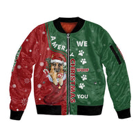 German Shepherd Merry Christmas Christmas Sleeve Zip Bomber Jacket Xmas Holiday Patterns - Wonder Print Shop