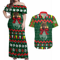 German Shepherd Ornament Christmas Couples Matching Off Shoulder Maxi Dress and Hawaiian Shirt Xmas Holiday Patterns - Wonder Print Shop