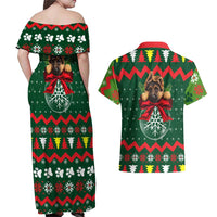 German Shepherd Ornament Christmas Couples Matching Off Shoulder Maxi Dress and Hawaiian Shirt Xmas Holiday Patterns - Wonder Print Shop