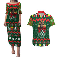German Shepherd Ornament Christmas Couples Matching Puletasi and Hawaiian Shirt Xmas Holiday Patterns - Wonder Print Shop