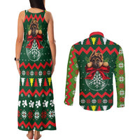 German Shepherd Ornament Christmas Couples Matching Tank Maxi Dress and Long Sleeve Button Shirt Xmas Holiday Patterns - Wonder Print Shop