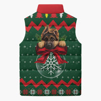 German Shepherd Ornament Christmas Sleeveless Puffer Jacket Xmas Holiday Patterns - Wonder Print Shop