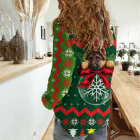 German Shepherd Ornament Christmas Women Casual Shirt Xmas Holiday Patterns - Wonder Print Shop