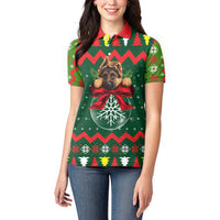 German Shepherd Ornament Christmas Women Polo Shirt Xmas Holiday Patterns - Wonder Print Shop