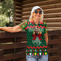 German Shepherd Ornament Christmas Women Polo Shirt Xmas Holiday Patterns - Wonder Print Shop