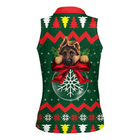 German Shepherd Ornament Christmas Women Sleeveless Polo Shirt Xmas Holiday Patterns - Wonder Print Shop
