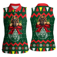 German Shepherd Ornament Christmas Women Sleeveless Polo Shirt Xmas Holiday Patterns - Wonder Print Shop