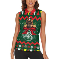 German Shepherd Ornament Christmas Women Sleeveless Polo Shirt Xmas Holiday Patterns - Wonder Print Shop