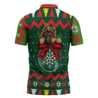 German Shepherd Ornament Christmas Zipper Polo Shirt Xmas Holiday Patterns - Wonder Print Shop