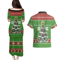 German Shepherd Pine Xmas Christmas Couples Matching Puletasi and Hawaiian Shirt Xmas Holiday Patterns - Wonder Print Shop