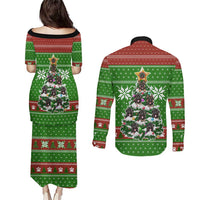 German Shepherd Pine Xmas Christmas Couples Matching Puletasi and Long Sleeve Button Shirt Xmas Holiday Patterns - Wonder Print Shop
