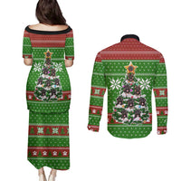 German Shepherd Pine Xmas Christmas Couples Matching Puletasi and Long Sleeve Button Shirt Xmas Holiday Patterns - Wonder Print Shop