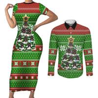 German Shepherd Pine Xmas Christmas Couples Matching Short Sleeve Bodycon Dress and Long Sleeve Button Shirt Xmas Holiday Patterns - Wonder Print Shop