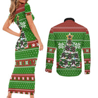 German Shepherd Pine Xmas Christmas Couples Matching Short Sleeve Bodycon Dress and Long Sleeve Button Shirt Xmas Holiday Patterns - Wonder Print Shop
